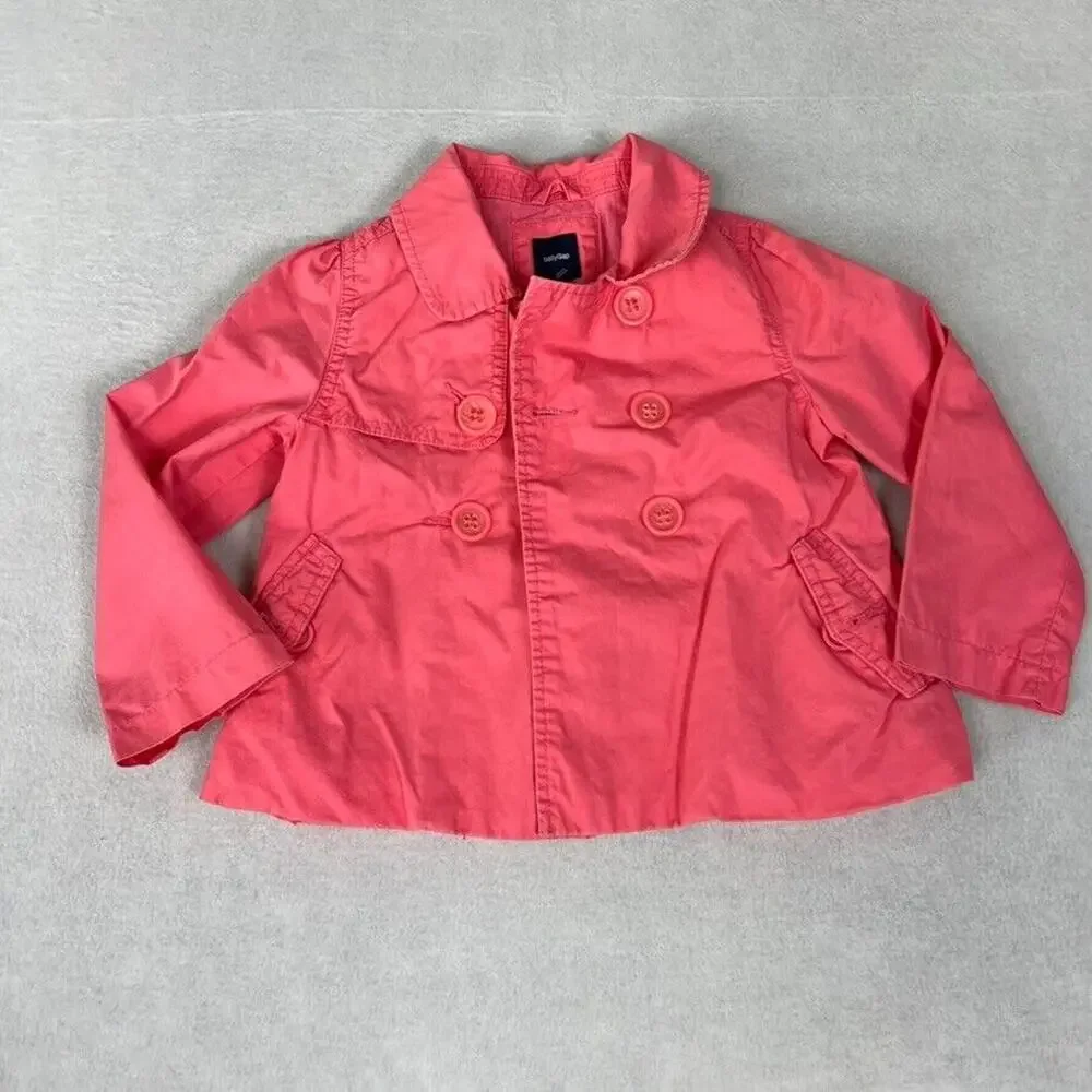 Baby Gap Trench Coat Baby Girls Toddler 4T Pink Chino Lined
